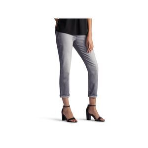 Lee Easy Fit Crop Jeans Womens 14 Stardust Gray Stretch Cuffed NEW